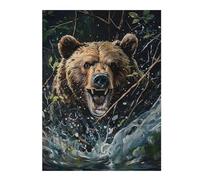52x38cm/1000pcs Jigsaw Puzzle for Adults Bear Smashing through The Undergrowth Branches Adult Jigsaw Puzzle Toy Wall Decor Staycation Kill Time Parent-child Interaction 52x38cm/1000pcs