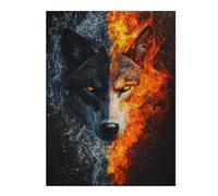 52x38cm/1000pcs Jigsaw Puzzle for Adults Fire And Water Wolf Puzzle for Adults Family Game Difficult Challenge Parent-child Interaction 52x38cm/1000pcs