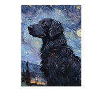52x38cm/1000pcs Jigsaw Puzzle for Adults FlatCoated Retriever Night Puzzle for Adults Family Game Difficult Challenge Parent-child Interaction 52x38cm/1000pcs