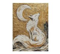 52x38cm/1000pcs Jigsaw Puzzle for Adults Fox Under Crescent Moon Adult Jigsaw Puzzle Toy Wall Decor Staycation Kill Time Parent-child Interaction 52x38cm/1000pcs