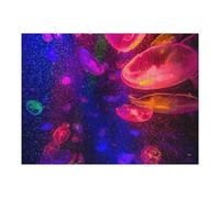 52x38cm/1000pcs Jigsaw Puzzle for Adults Glowing Jellyfish in Neon Colors Puzzle for Adults Fun Games Staycation Kill Time Birthday And Unique Gifts 52x38cm/1000pcs