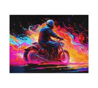 52x38cm/1000pcs Jigsaw Puzzle for Adults Motorcycle Ride Through Colorful Flames -1 Puzzle for Adults Fun Games Staycation Kill Time Birthday And Unique Gifts 52x38cm/1000pcs