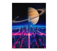 52x38cm/1000pcs Jigsaw Puzzle for Adults Neon Skyline Universe Puzzle for Adults Family Game Difficult Challenge Parent-child Interaction 52x38cm/1000pcs