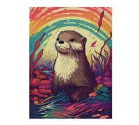 52x38cm/1000pcs Jigsaw Puzzle for Adults Otter Rainbow Puzzle for Adults Family Game Difficult Challenge Parent-child Interaction 52x38cm/1000pcs