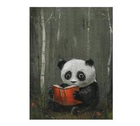 52x38cm/1000pcs Jigsaw Puzzle for Adults Panda Reading in Forest Puzzle for Adults Family Game Difficult Challenge Parent-child Interaction 52x38cm/1000pcs