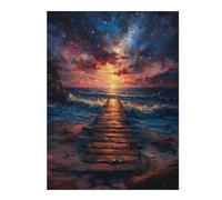 52x38cm/1000pcs Jigsaw Puzzle for Teenagerss Coastal Pier Sunset Jigsaw Puzzle Toy Wall Decor Analysis And Logic Fun at Home Activities, 52x38cm/1000pcs