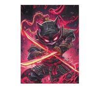 52x38cm/1000pcs Jigsaw Puzzle for Teenagerss Devon Rex Cat Samurai Warrior Animal Jigsaw for Adults Family Games A Work of Art Challenging Game Gifts 52x38cm/1000pcs