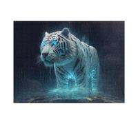 52x38cm/1000pcs Jigsaw Puzzle for Teenagerss Enchanted White Tiger in Mystical Rain Puzzles for Adults Family Game For Family Fun Christmas Birthday Gifts 52x38cm/1000pcs