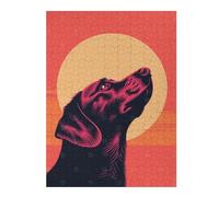 52x38cm/1000pcs Jigsaw Puzzle for Teenagerss Faithful Dog Vector Portrait with Sunset Backdrop Jigsaws for Adults Fun Games Birthday Present Unique Birthday And Xmas Gifts 52x38cm/1000pcs