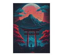 52x38cm/1000pcs Jigsaw Puzzle for Teenagerss Torii Gate Under A Full Moon -2 Adult Puzzles Toy Wall Decor Pattern Assembly Christmas Birthday Gifts 52x38cm/1000pcs
