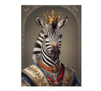 52x38cm/1000pcs Jigsaw Puzzle for Teenagerss Zebra King Portrait Adult Jigsaw Hands-on Game Analysis And Logic Christmas Birthday Gifts 52x38cm/1000pcs