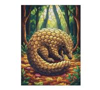 52x38cm/1000pcs Jigsaw Puzzle Pangolin in Forest Stained Glass Style Adult Jigsaw Puzzle Relaxing Games Enhance Memory Unique Birthday And Xmas Gifts 52x38cm/1000pcs