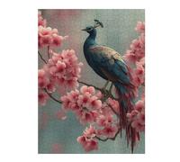 52x38cm/1000pcs Jigsaw Puzzle Peacock Perched Among Cherry Blossoms Adult Jigsaw Puzzle Relaxing Games Enhance Memory Unique Birthday And Xmas Gifts 52x38cm/1000pcs