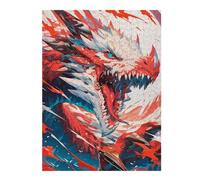 52x38cm/1000pcs Jigsaw Puzzles- Angry Anime Dragon Jigsaws for Adults Brain Teaser Game Precision Cutting Deal As Gifts for The Whole Family 52x38cm/1000pcs