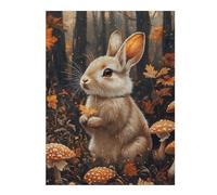 52x38cm/1000pcs Jigsaw Puzzles- Autumnal Rabbit with Mushrooms Jigsaws for Adults Brain Teaser Game Precision Cutting Deal As Gifts for The Whole Family 52x38cm/1000pcs