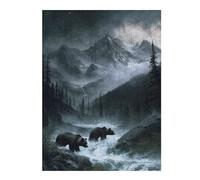 52x38cm/1000pcs Jigsaw Puzzles- Bears in Mountain River Landscape Jigsaws for Adults Brain Teaser Game Precision Cutting Deal As Gifts for The Whole Family 52x38cm/1000pcs
