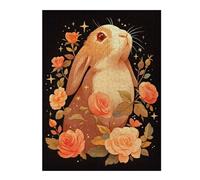 52x38cm/1000pcs Jigsaw Puzzles Bunny with Roses Puzzle for Adults Relaxing Games Precision Cutting Unique Birthday And Xmas Gifts 52x38cm/1000pcs