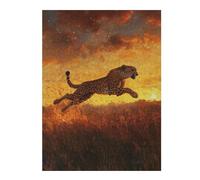 52x38cm/1000pcs Jigsaw Puzzles- Cheetah Leap at Sunset Jigsaws for Adults Brain Teaser Game Precision Cutting Deal As Gifts for The Whole Family 52x38cm/1000pcs