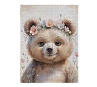 52x38cm/1000pcs Jigsaw Puzzles Cute Bear with Flowers Watercolor Puzzle for Adults Relaxing Games Precision Cutting Unique Birthday And Xmas Gifts 52x38cm/1000pcs