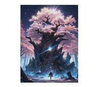 52x38cm/1000pcs Jigsaw Puzzles for Adults Ancient Sakura Tree Japan Puzzle for Adults Brain Teaser Game Presents for Women Parent-child Interaction 52x38cm/1000pcs