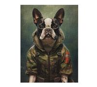 52x38cm/1000pcs Jigsaw Puzzles for Adults Boston Terrier Camo Jacket Adult Jigsaw Relax Games For Family Fun Unique Gifts for Birthday And Christmas 52x38cm/1000pcs