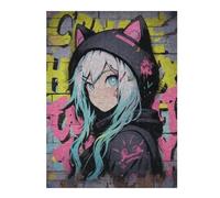 52x38cm/1000pcs Jigsaw Puzzles for Adults Cat-Eared Anime Girl Graffiti Art Puzzle for Adults Relax Games Hand Speed Race Difficult And Challenge 52x38cm/1000pcs