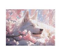 52x38cm/1000pcs Jigsaw Puzzles for Adults Cherry Blossom Dreams Serene Wolf Teenagers Puzzles Hands-on Game Improve Memory Parent-child Interaction 52x38cm/1000pcs