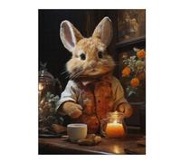 52x38cm/1000pcs Jigsaw Puzzles for Adults Cute Bunny Tea Time Adult Puzzles Brain Teaser Game Precision Cutting Difficult And Challenge 52x38cm/1000pcs