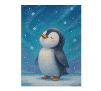 52x38cm/1000pcs Jigsaw Puzzles for Adults Cute Penguin in Winter Snowfall Puzzles for Adults Family Games Wall Decoration Parent-child Interaction 52x38cm/1000pcs