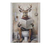 52x38cm/1000pcs Jigsaw Puzzles for Adults Deer Reading The Paper Teenagers Puzzles Relaxing Games Stress Reliever Parent-child Interaction 52x38cm/1000pcs
