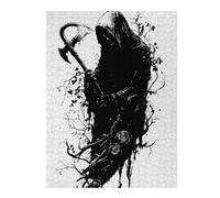 52x38cm/1000pcs Jigsaw Puzzles for Adults Grim Reaper with Axe Black And White Adult Jigsaw Puzzle Hands-on Game Enhance Memory Birthday And Unique Gifts 52x38cm/1000pcs