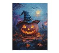 52x38cm/1000pcs Jigsaw Puzzles for Adults Halloween Jack-o'-Lantern with Witch Hat Jigsaw for Adults Anti-Stress Toys A Work of Art Birthday And Unique Gifts 52x38cm/1000pcs