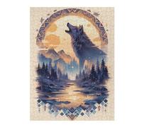 52x38cm/1000pcs Jigsaw Puzzles for Adults Harmony Wolf Howl at Dusk Teenagers Puzzles Hands-on Game Improve Memory Parent-child Interaction 52x38cm/1000pcs