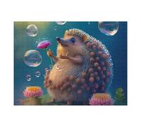52x38cm/1000pcs Jigsaw Puzzles for Adults Hedgehog with Flowers And Bubbles Jigsaw for Adults Relax Games For Family Fun for Is Ideal As A Gift 52x38cm/1000pcs