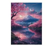 52x38cm/1000pcs Jigsaw Puzzles for Adults Japan Sakura in Mount Fuji Puzzle for Adults Brain Teaser Game Presents for Women Parent-child Interaction 52x38cm/1000pcs