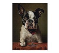 52x38cm/1000pcs Jigsaw Puzzles for Adults Jigsaw Boston Terrier Wine Puzzles for Adults Brain Teaser Game Wall Art Christmas Birthday Gifts 52x38cm/1000pcs