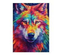52x38cm/1000pcs Jigsaw Puzzles for Adults Jigsaw Colorful Wolf Portrait -14 Puzzle for Adults Toy Wall Decor Difficult Challenge Christmas Birthday Gifts 52x38cm/1000pcs