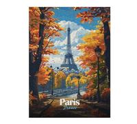 52x38cm/1000pcs Jigsaw Puzzles for Adults Jigsaw Eiffel Tower Autumn View Puzzles for Adults Brain Teaser Game Wall Art Christmas Birthday Gifts 52x38cm/1000pcs