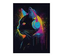 52x38cm/1000pcs Jigsaw Puzzles for Adults Jigsaw Funky Funk Cat Puzzles for Adults DIY Toys Improve Memory Christmas Birthday Gifts 52x38cm/1000pcs