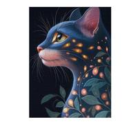 52x38cm/1000pcs Jigsaw Puzzles for Adults Jigsaw Glowing Egyptian Mau Cat with Floral Design Animal Teenagers Puzzles Relax Games For Family Fun Christmas Birthday Gifts 52x38cm/1000pcs