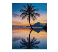 52x38cm/1000pcs Jigsaw Puzzles for Adults Jigsaw Palm Tree Sunset Reflection Puzzles for Adults DIY Toys Improve Memory Christmas Birthday Gifts 52x38cm/1000pcs