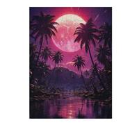 52x38cm/1000pcs Jigsaw Puzzles for Adults Jigsaw Tropical Moonrise Palms Puzzles for Adults DIY Toys Improve Memory Christmas Birthday Gifts 52x38cm/1000pcs