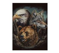 52x38cm/1000pcs Jigsaw Puzzles for Adults Jigsaw Wild Spirit Trio Eagle, Wolf, Bear Adult Puzzles Relaxing Games A Work of Art Fun at Home Activities, 52x38cm/1000pcs