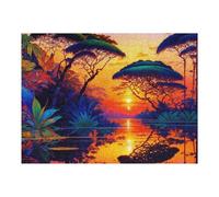 52x38cm/1000pcs Jigsaw Puzzles for Adults Jungle Sunset Reflections Teenagers Puzzles Hands-on Game Improve Memory Parent-child Interaction 52x38cm/1000pcs
