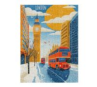 52x38cm/1000pcs Jigsaw Puzzles for Adults London Winter Scene with Red Buses Jigsaw Puzzle Hands-on Game Wall Art Unique Gifts for Birthday And Christmas 52x38cm/1000pcs