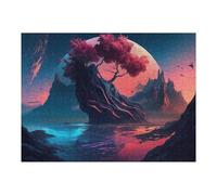 52x38cm/1000pcs Jigsaw Puzzles for Adults Mystical Planet with Red Tree Jigsaw for Adults Family Games Presents for Women Parent-child Interaction 52x38cm/1000pcs