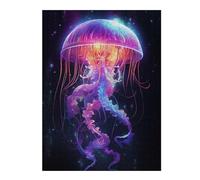 52x38cm/1000pcs Jigsaw Puzzles for Adults Neon Jellyfish Puzzles for Adults Hands-on Game Perfect Decoration Unique Gifts for Birthday And Christmas 52x38cm/1000pcs