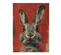 52x38cm/1000pcs Jigsaw Puzzles for Adults Rabbit Portrait Vintage Adult Puzzles Brain Teaser Game Precision Cutting Difficult And Challenge 52x38cm/1000pcs