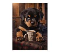 52x38cm/1000pcs Jigsaw Puzzles for Adults Rottweiler Dog Pup Coffee Adult Puzzles Brain Teaser Game Precision Cutting Difficult And Challenge 52x38cm/1000pcs