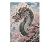 52x38cm/1000pcs Jigsaw Puzzles for Adults Sakura Dragon Chinese Puzzles for Adults Hands-on Game Perfect Decoration Unique Gifts for Birthday And Christmas 52x38cm/1000pcs